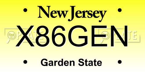 X86GEN New Jersey License Plate