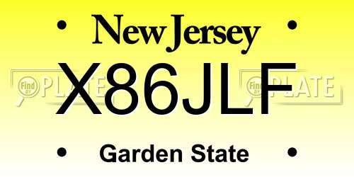 X86JLF New Jersey License Plate