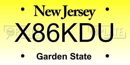 X86KDU New Jersey License Plate