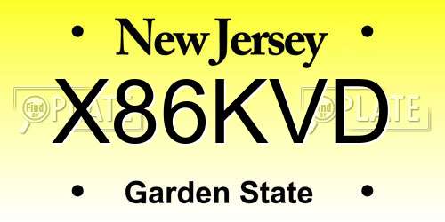 X86KVD New Jersey License Plate