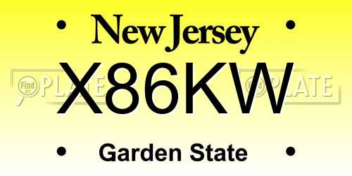 X86KW New Jersey License Plate