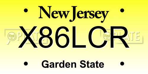 X86LCR New Jersey License Plate
