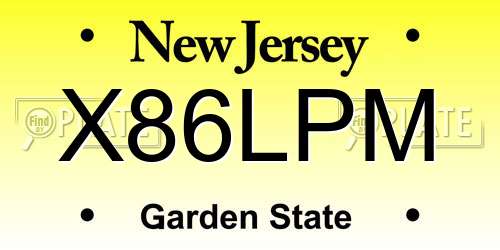 X86LPM New Jersey License Plate