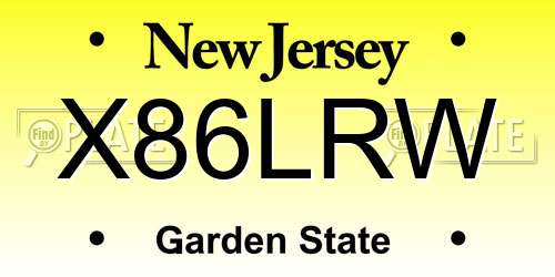 X86LRW New Jersey License Plate