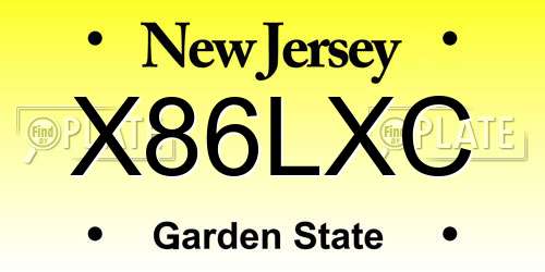 X86LXC New Jersey License Plate