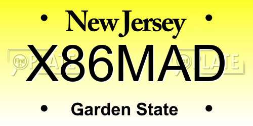X86MAD New Jersey License Plate