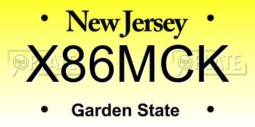 X86MCK New Jersey License Plate