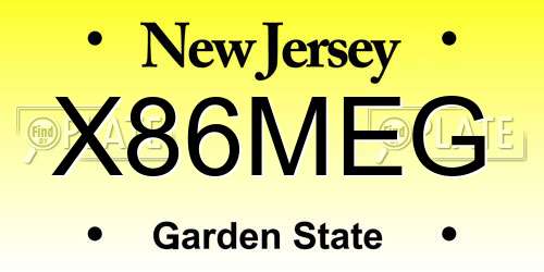 X86MEG New Jersey License Plate
