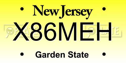 X86MEH New Jersey License Plate