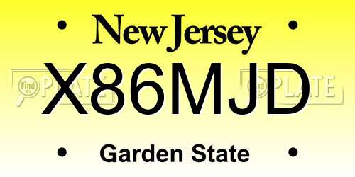 X86MJD New Jersey License Plate