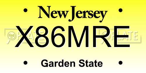 X86MRE New Jersey License Plate