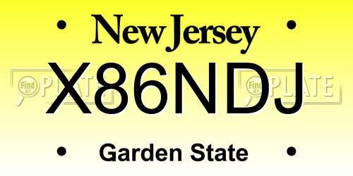 X86NDJ New Jersey License Plate