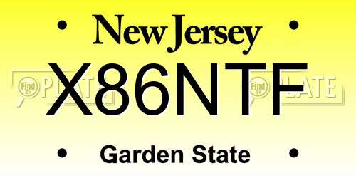 X86NTF New Jersey License Plate