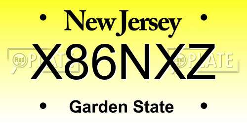 X86NXZ New Jersey License Plate