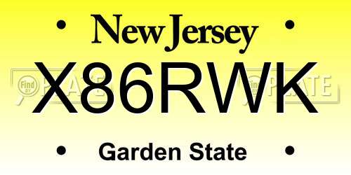 X86RWK New Jersey License Plate