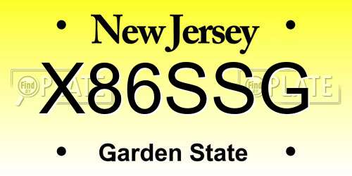 X86SSG New Jersey License Plate