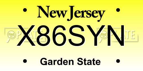 X86SYN New Jersey License Plate