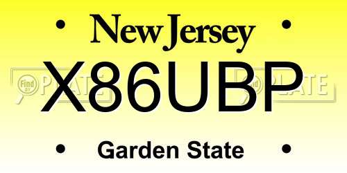 X86UBP New Jersey License Plate