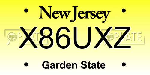 X86UXZ New Jersey License Plate