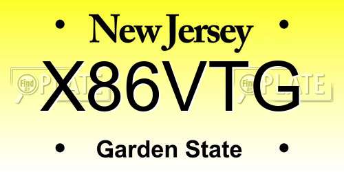 X86VTG New Jersey License Plate