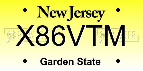 X86VTM New Jersey License Plate