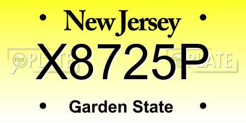 X8725P New Jersey License Plate