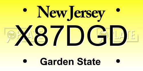 X87DGD New Jersey License Plate