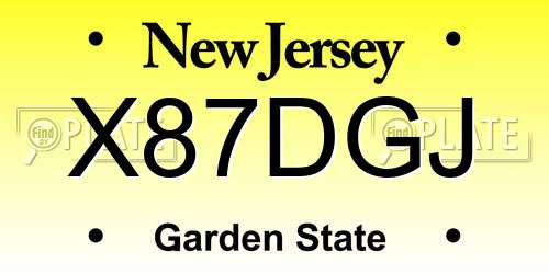 X87DGJ New Jersey License Plate