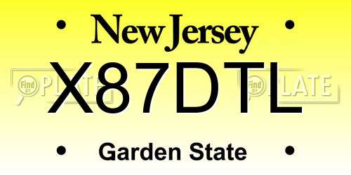 X87DTL New Jersey License Plate