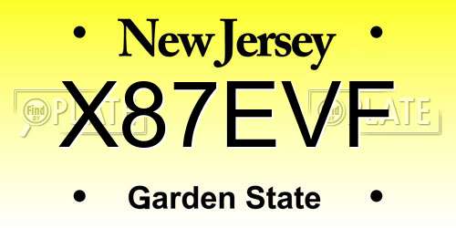 X87EVF New Jersey License Plate