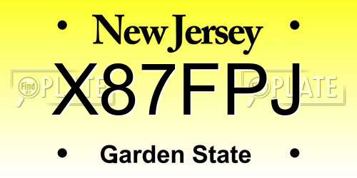 X87FPJ New Jersey License Plate