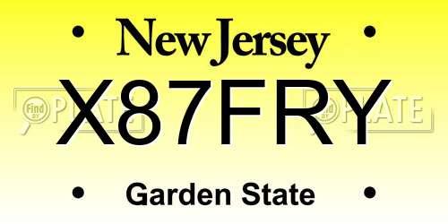 X87FRY New Jersey License Plate