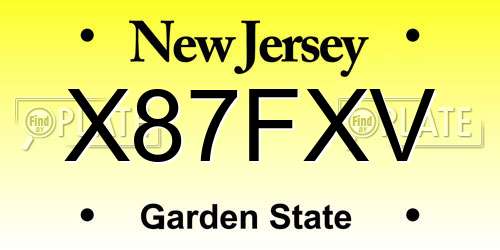 X87FXV New Jersey License Plate