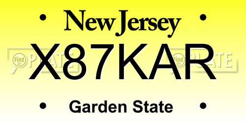 X87KAR New Jersey License Plate