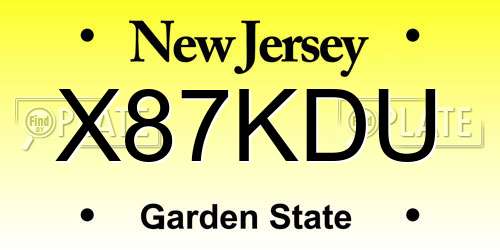 X87KDU New Jersey License Plate