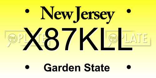 X87KLL New Jersey License Plate