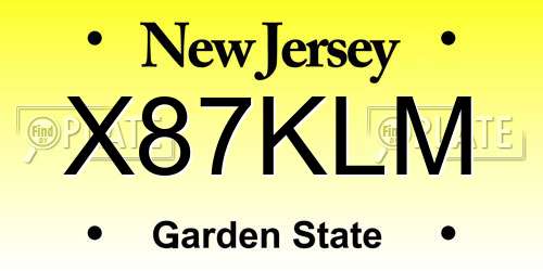 X87KLM New Jersey License Plate