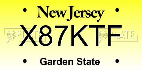 X87KTF New Jersey License Plate