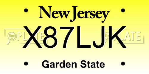 X87LJK New Jersey License Plate
