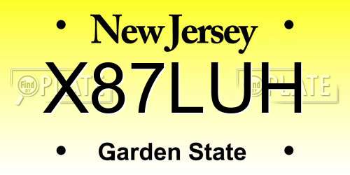 X87LUH New Jersey License Plate