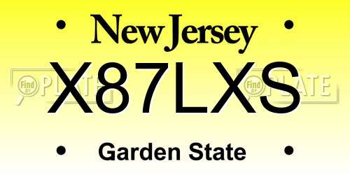 X87LXS New Jersey License Plate