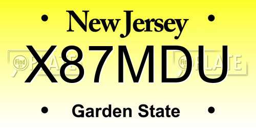 X87MDU New Jersey License Plate