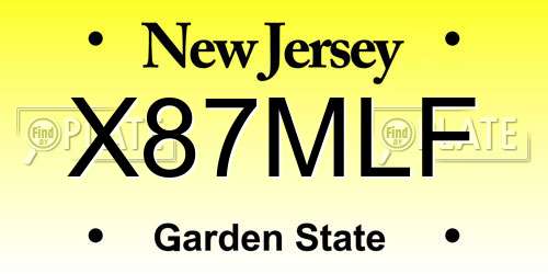 X87MLF New Jersey License Plate