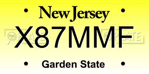 X87MMF New Jersey License Plate