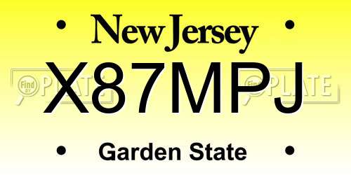 X87MPJ New Jersey License Plate