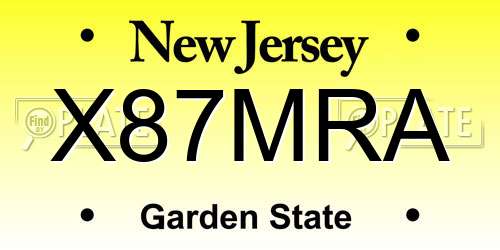 X87MRA New Jersey License Plate