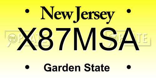 X87MSA New Jersey License Plate