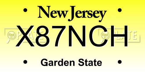 X87NCH New Jersey License Plate