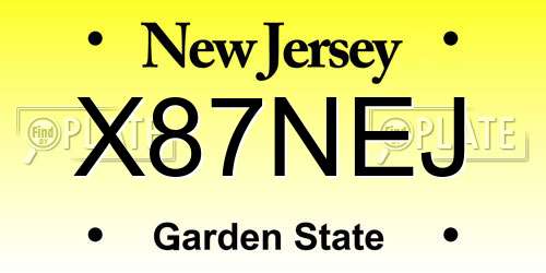X87NEJ New Jersey License Plate