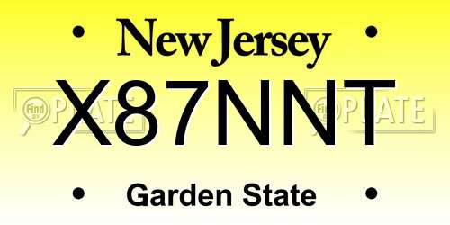 X87NNT New Jersey License Plate